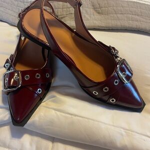 Elegant Burgundy Slingback Women's Shoes
